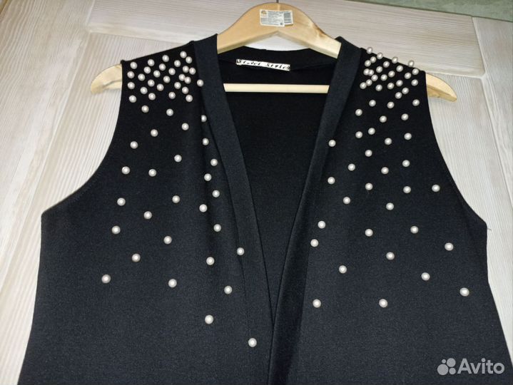 Накидка с бусинами длинная