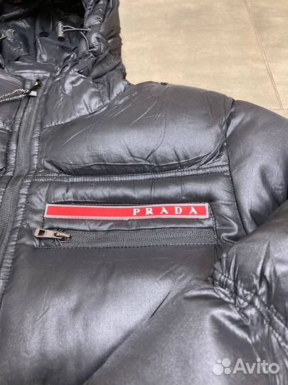Новый пуховик мужской зимний Prada черного цвета