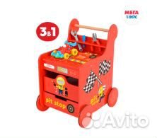 Детская игровая тележка-каталка Пит-стоп с набором