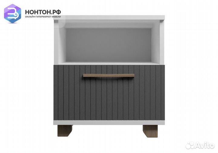 Тумба прикроватная с ящиком Копенгаген белая / сер