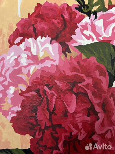 Нарисованная картина по номерам на холсте