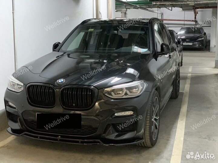 Лезвия на пороги BMW X3 G01 черный глянец