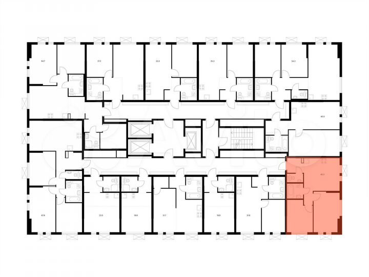 2-к. квартира, 45,3 м², 25/25 эт.