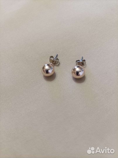 Серьги пусеты шарики базовые, цвет серебристый