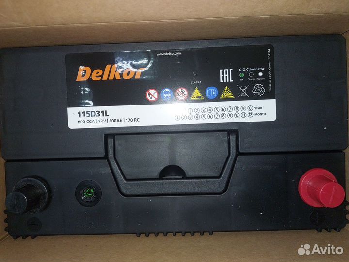 Аккумулятор Delkor 115D31L 100R 800A 306x173x225