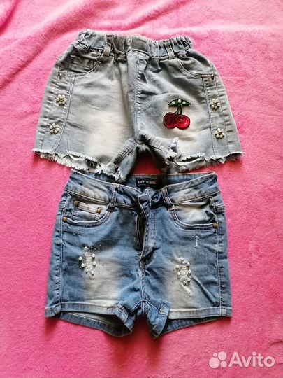 Джинсовые шорты для девочки, футболка в подарок
