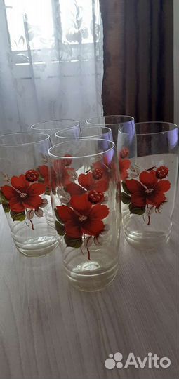 Стаканы, ваза хрустальные. СССР. Нов