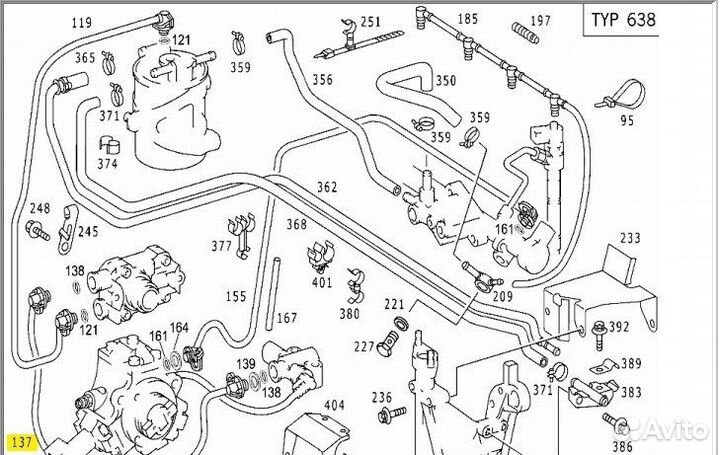 Трубка топливная Mercedes V W638 611.980 2.2 CDI