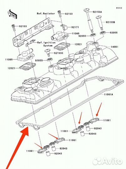 Прокладка клапанной крышки кавасаки