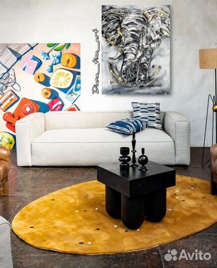 Картина лофт на холсте живопись Слон