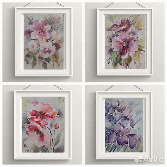 Картины акварелью, А5, авторские работы