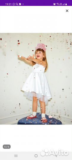 Нарядное платье белое для девочки Снежинка