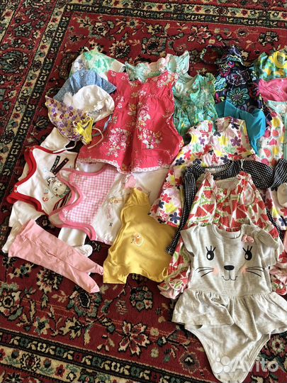 Пакет летних вещей на девочку 6-9мес