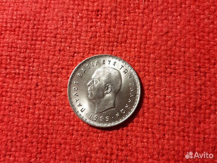 Монеты Греции 20лепта 1954 г./10дрх1959г.XF