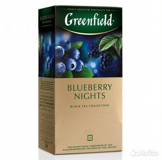 Чай Гринфилд Blueberry Nights Черный 25 пакетиков