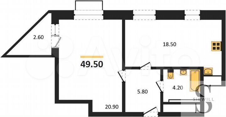 1-к. квартира, 49,5 м², 14/14 эт.