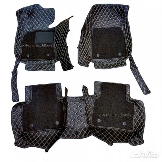 Коврики премиум Mercedes E W213 +ворс. Чёрн/беж