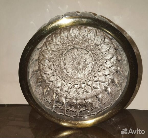 Ваза салатница конфетница хрусталь с мельхиором
