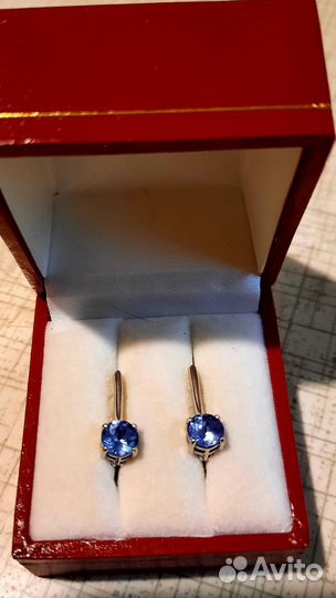 Серьги с танзанитом природным