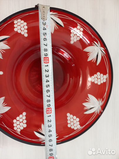 Ваза для фруктов Виноград, цветной хрусталь