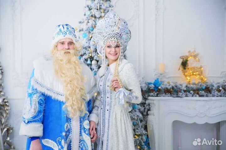 Костюмы дед мороз и Снегурочка расшитые