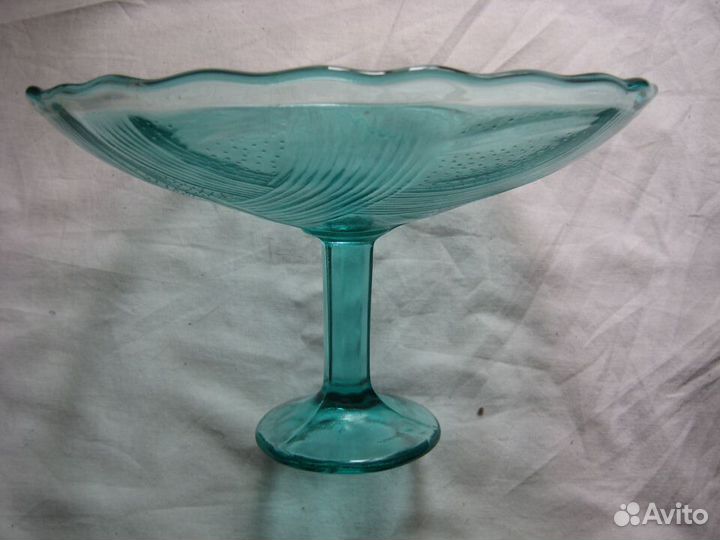 Фруктовница ваза зеленое стекло