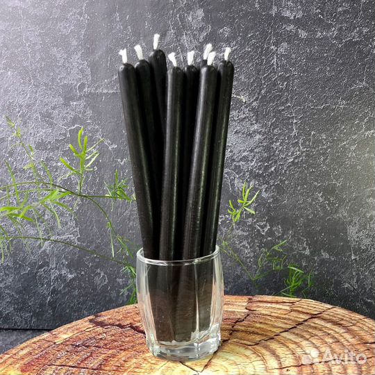 Свечи восковые черные 15*1см
