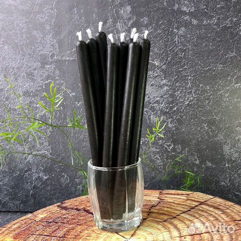 Свечи восковые черные 15*1см