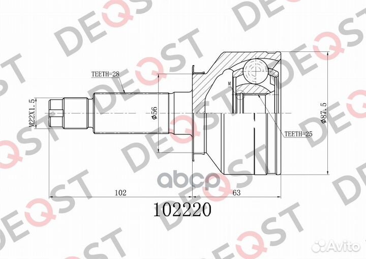 ШРУС KIA sorento -06 outerужн. 102220 deqst