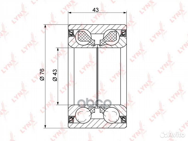 Подшипник ступицы передний (43x43x76) nissan Pr