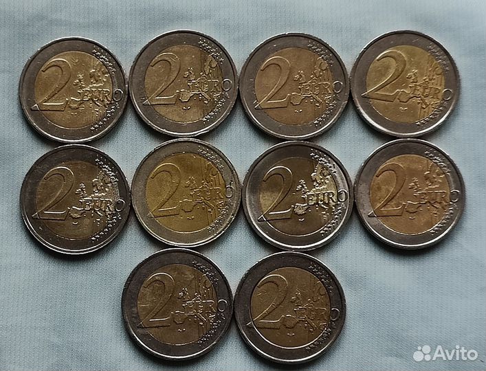 Монеты 2 евро Набор 10 шт.бронь
