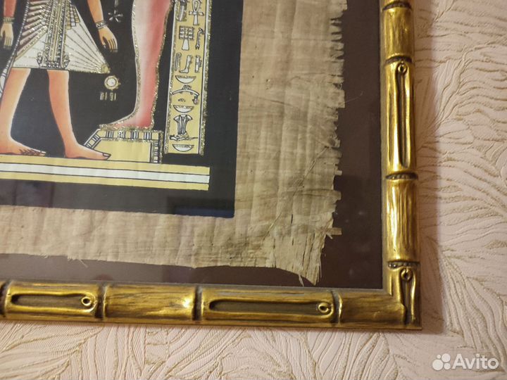 Папирус из Египта в раме, картина 102х52см
