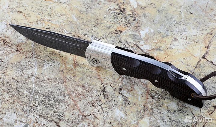 Складной нож Беркут, сталь дамаск, рукоять накладк