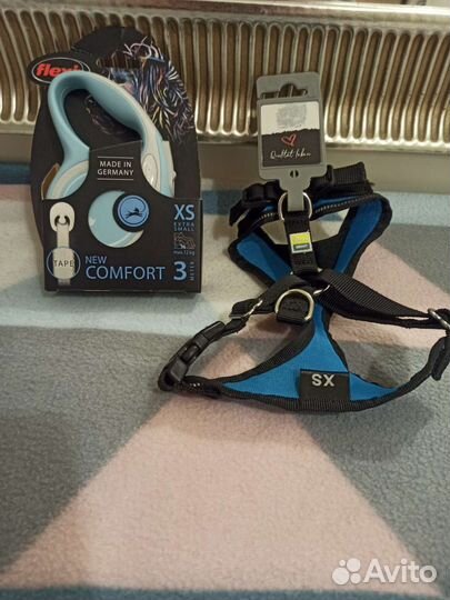 Поводок рулетка Flexi и шлейка XS новые
