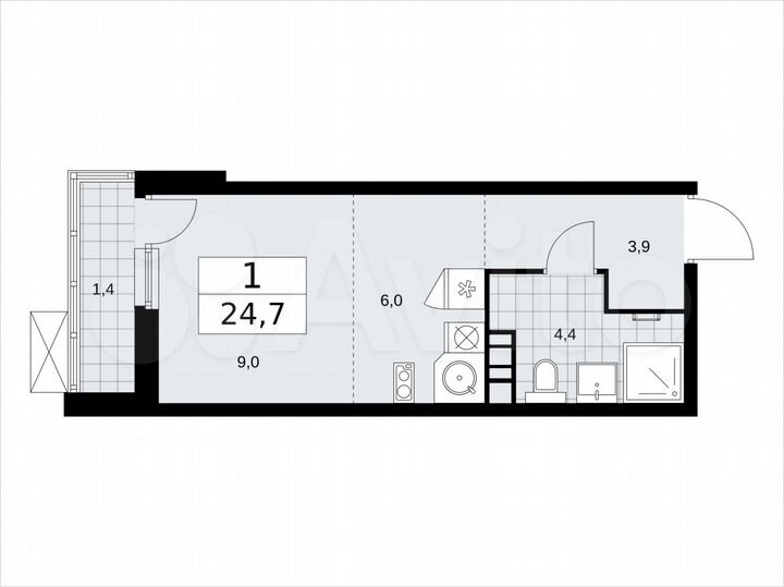 Квартира-студия, 24,7 м², 3/18 эт.