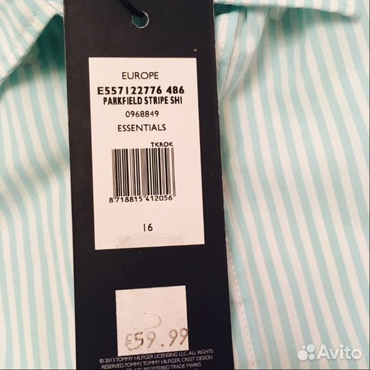 Рубашка tommy hilfiger (молодежная 176 размер)