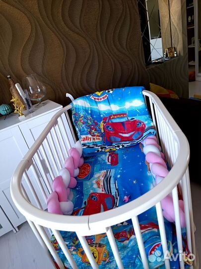 Детская кроватка трансформер круглая