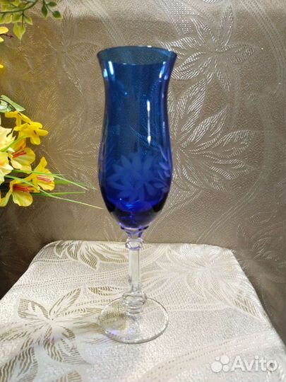 Бокалы кобальтовое стекло. Винтаж. Чехия хх век