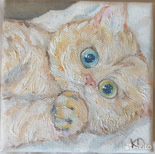 Картина маслом котенок на холсте с подрамником