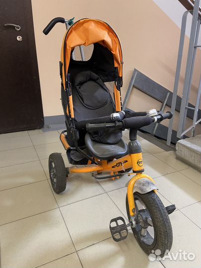 Коляска велосипед с ручкой