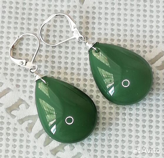 Серьги с авантюрином юв.сплав С498