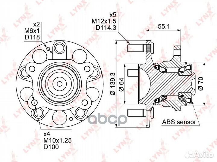 Ступица колеса зад прав/лев Honda Civic (FD