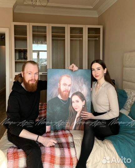 Портрет по фото на холсте на заказ для близких