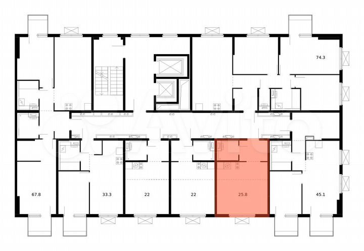 Квартира-студия, 25,8 м², 6/14 эт.