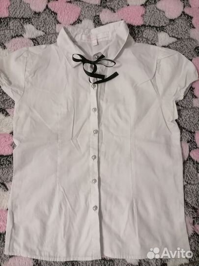 Рубашка белая для девочки 152