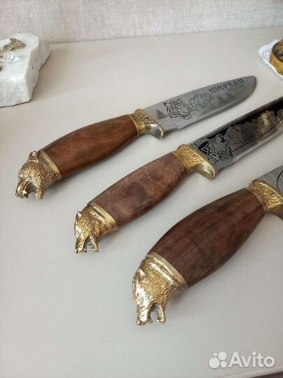 Нож ручной работы кованый Кизляр с головой зверя