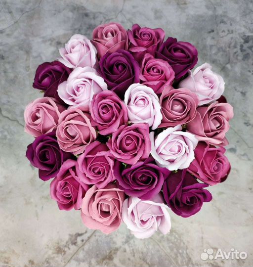 Букет из мыльных роз, цветы в коробке