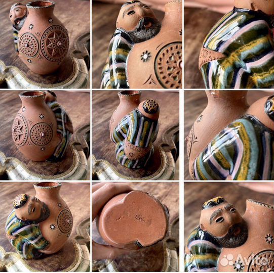 Глиняная ваза ручной работы. Винтажная ваза