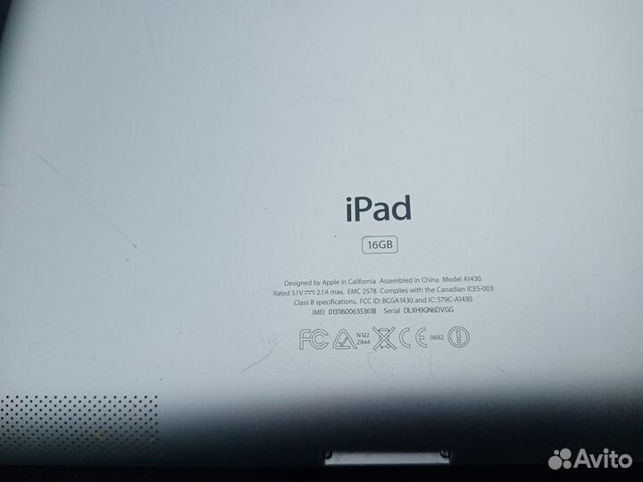 Планшет apple iPad model a1430