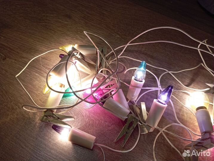 Советская елочная гирлянда на прищепках